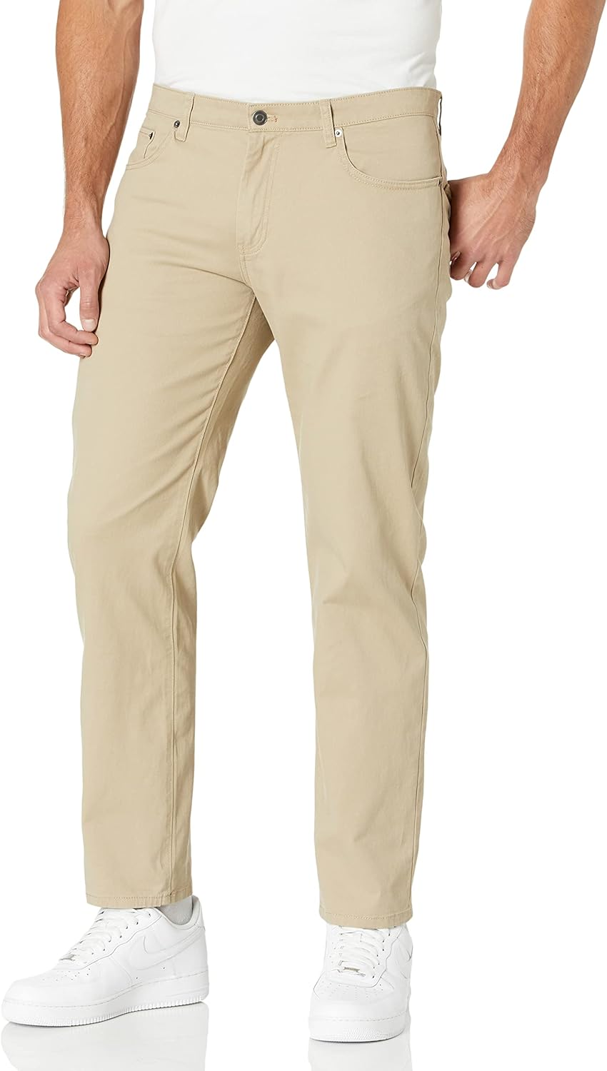 men Straight Fit 5-Pocket Stretch Twill Pants