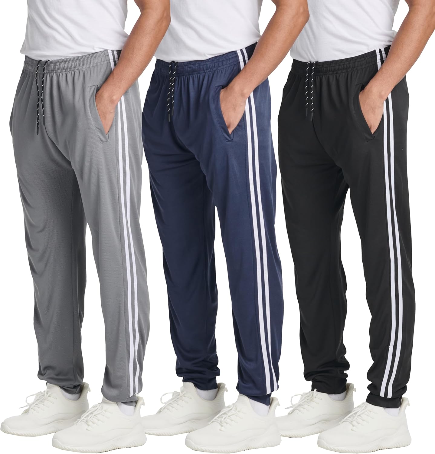 3 Pack: men Mesh Active Athletic Casual Jogger Sweatpants with Pockets(Available in Big & Tall)